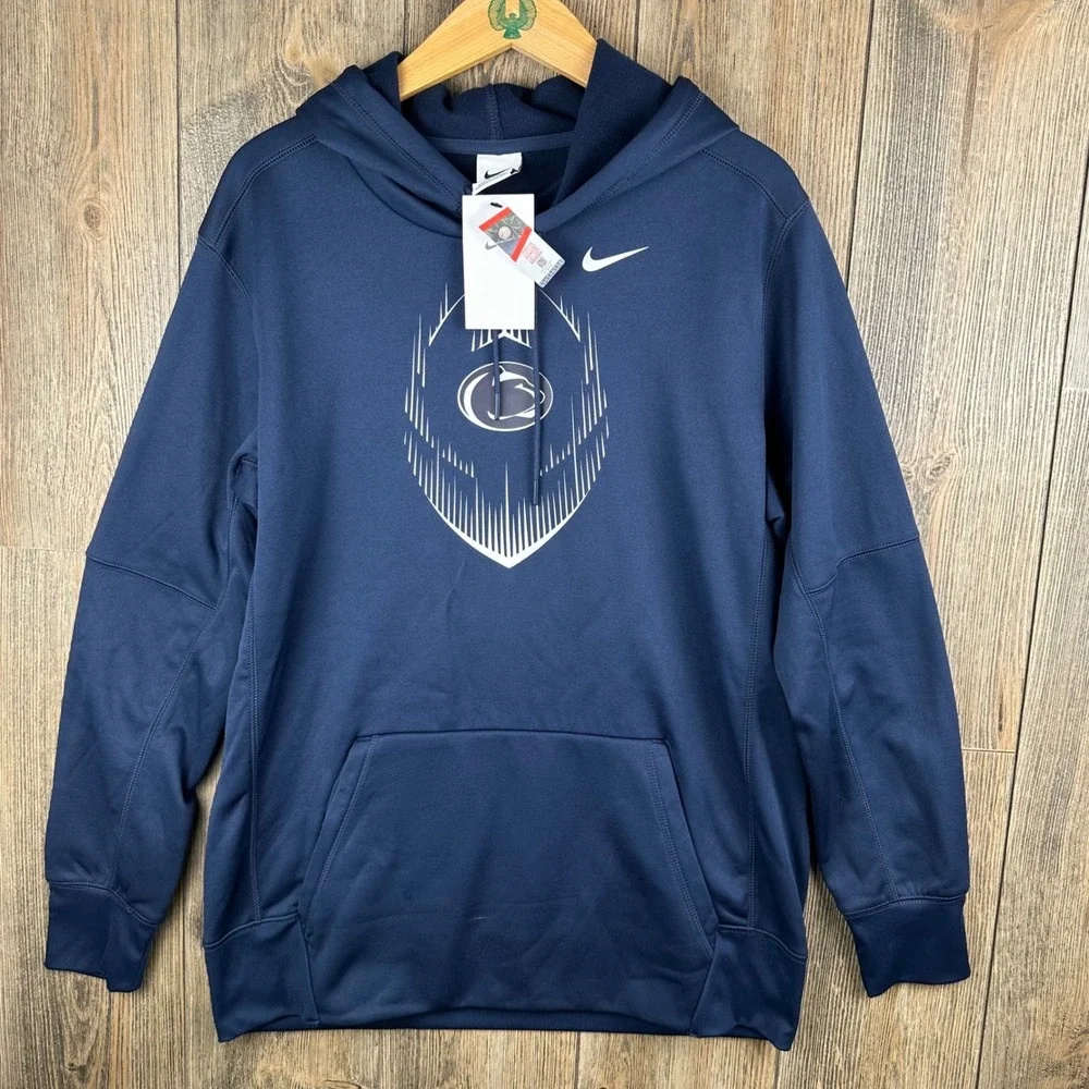 Nike Penn State Nittany Lions Hoodie Mens Large Navy Blue Therma-FIT NEW